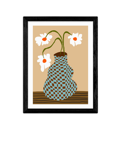 EAST END PRINTS Miho Art Studio 'Party Floral Pottery' Framed Print, Black Frame