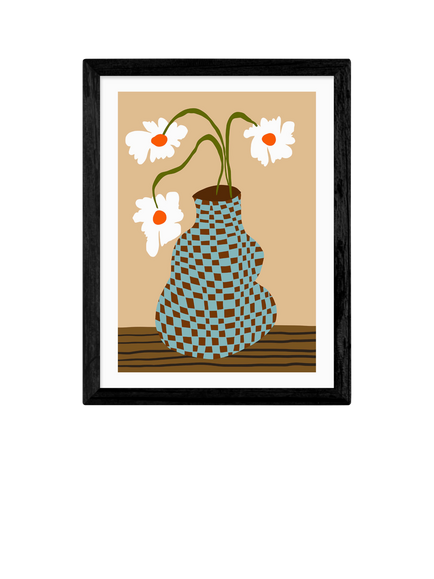 EAST END PRINTS Miho Art Studio 'Party Floral Pottery' Framed Print, Black Frame