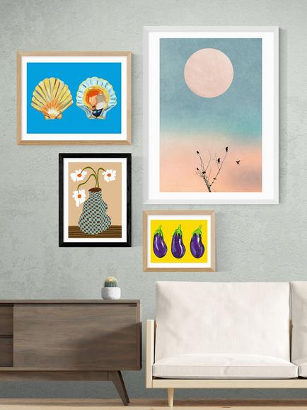 EAST END PRINTS Miho Art Studio 'Party Floral Pottery' Framed Print - view 2, Black Frame