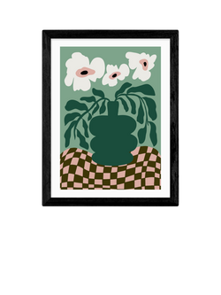 EAST END PRINTS Miho Art Studio 'Bold Blossom Pottery' Framed Print, Black Frame