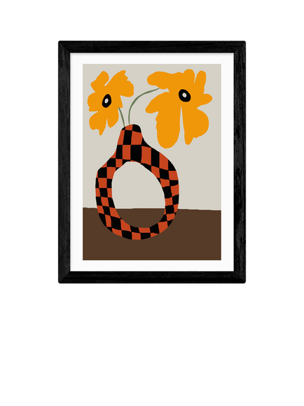 EAST END PRINTS Miho Art Studio 'Modern Pottery & Flower' Framed Print, Black Frame