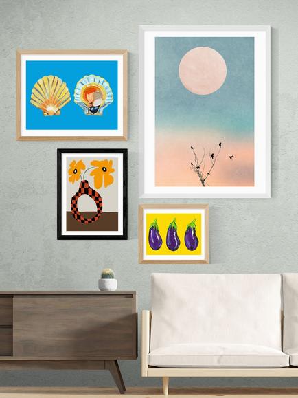 EAST END PRINTS Miho Art Studio 'Modern Pottery & Flower' Framed Print - view 2, Black Frame
