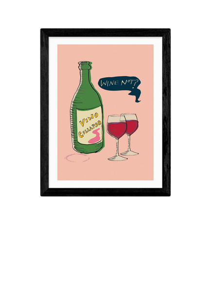 EAST END PRINTS Poet and Painter 'Wine Not?' Framed Print, Black Frame