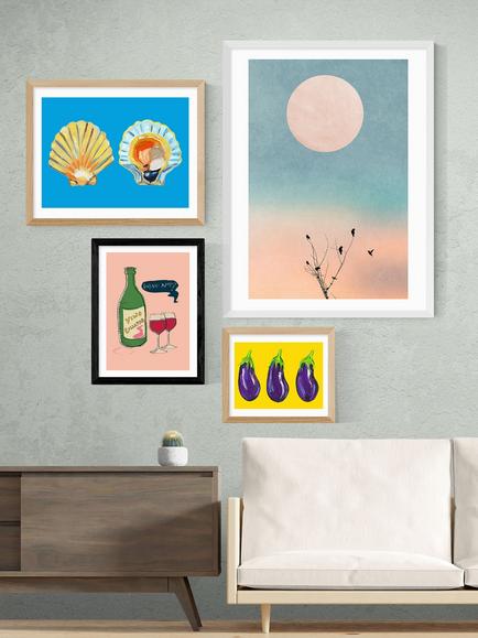EAST END PRINTS Poet and Painter 'Wine Not?' Framed Print - view 2, Black Frame