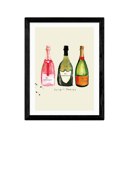 EAST END PRINTS Poet and Painter 'Fizzy O Therapy' Framed Print, Black Frame