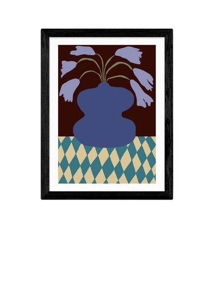 EAST END PRINTS Miho Art Studio 'Purple Pottery & Dropping Lily' Framed Print, Black Frame
