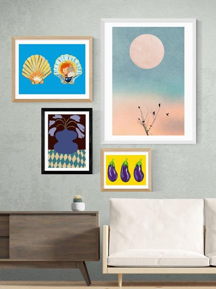EAST END PRINTS Miho Art Studio 'Purple Pottery & Dropping Lily' Framed Print - view 2, Black Frame