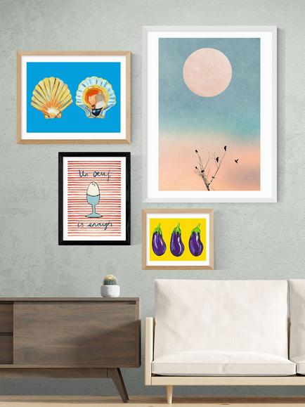 EAST END PRINTS Poet and Painter 'Un Oeuf' Framed Print - view 2, Black Frame
