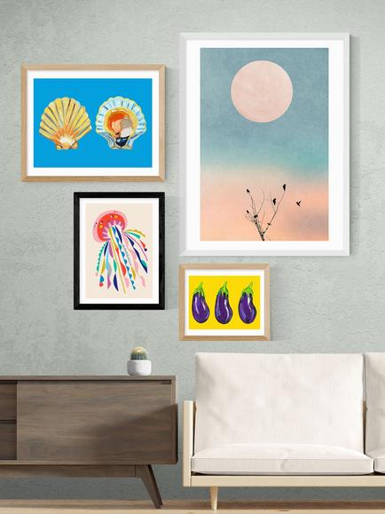 EAST END PRINTS Rachel Lee 'Jellyfish' Framed Print - view 2, Black Frame