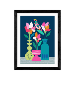 EAST END PRINTS Rachel Lee 'Magnolias' Framed Print, Black Frame
