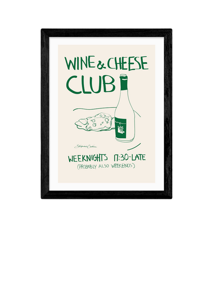 EAST END PRINTS Stephie Cardona 'Wine Cheese' Framed Print, Black Frame