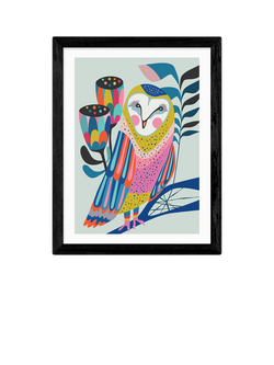 EAST END PRINTS Rachel Lee 'Owl' Framed Print, Black Frame