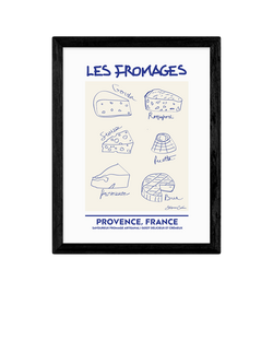 EAST END PRINTS Stephie Cardona 'Les Fromages' Framed Print, Black Frame