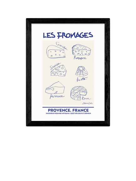 EAST END PRINTS Stephie Cardona 'Les Fromages' Framed Print, Black Frame