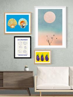 EAST END PRINTS Stephie Cardona 'Les Fromages' Framed Print - view 2, Black Frame