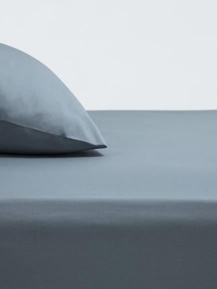 John Lewis Crisp & Fresh Egyptian Cotton Percale 200 Thread Count Deep Fitted Sheet, Pacific Blue