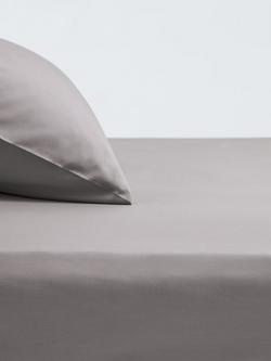 John Lewis Crisp & Fresh Egyptian Cotton Percale 200 Thread Count Deep Fitted Sheet, Dove Grey