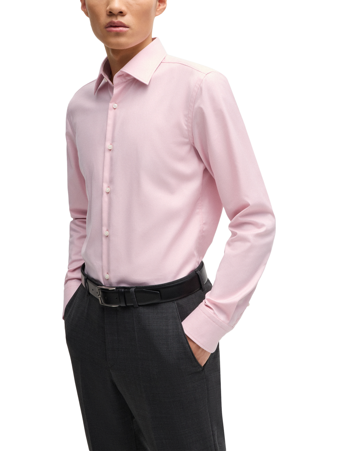 HUGO Slim Fit Stretch Cotton Blend Shirt, Light Pink