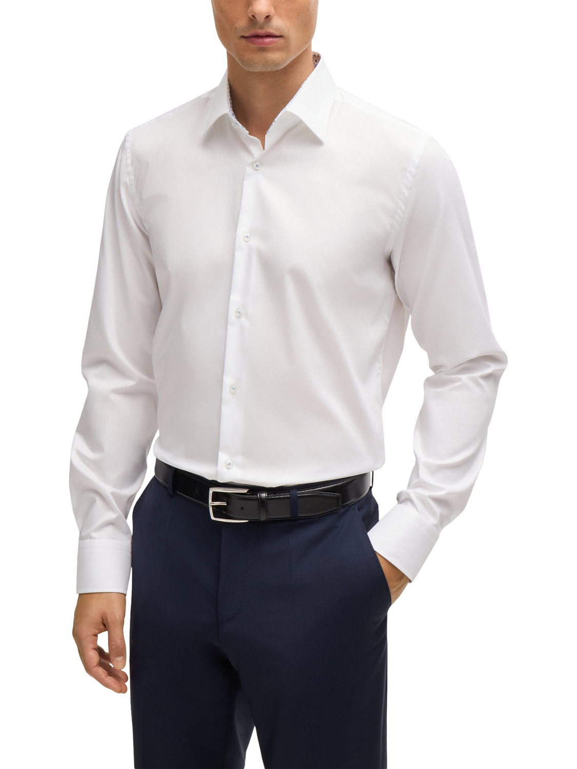 Product image 1 of 6, which shows HUGO Cotton Slim Fit Shirt, White, 17.5
