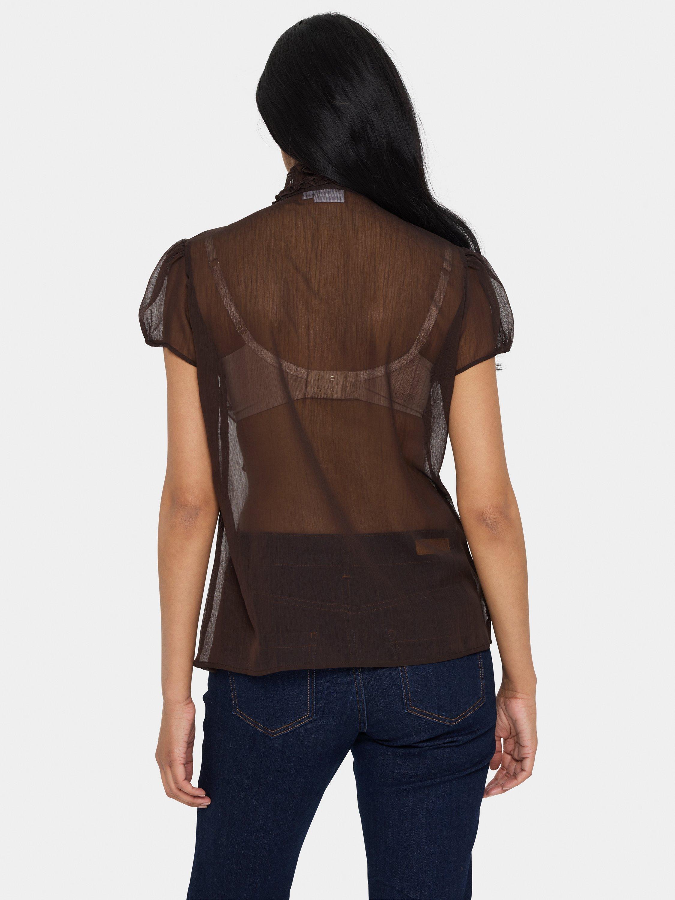 Product image 2 of 5, which shows Saint Tropez Lilja Ruffle Top, Dark Oak, XS