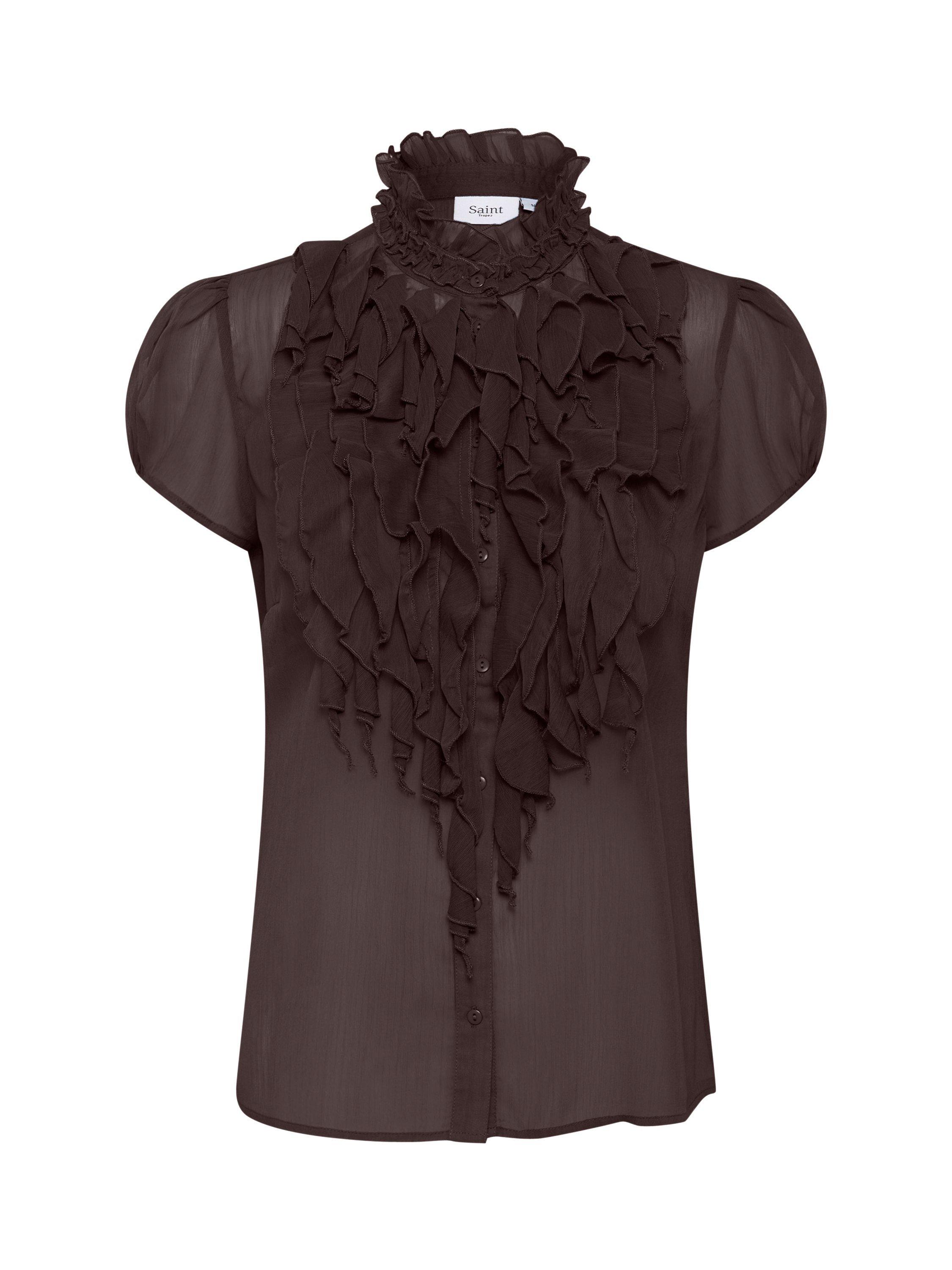 Product image 4 of 5, which shows Saint Tropez Lilja Ruffle Top, Dark Oak, XS