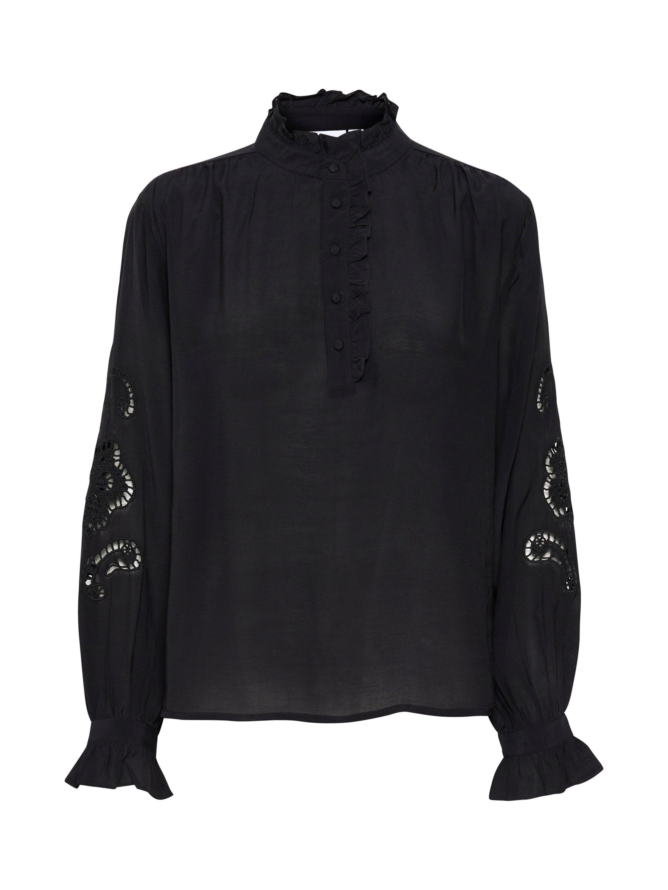 Product image 4 of 5, which shows Saint Tropez Greya Broderie Anglaise Sleeve Top, Black, M