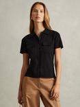 Reiss Mimo Knitted Short Sleeve Shirt, Black