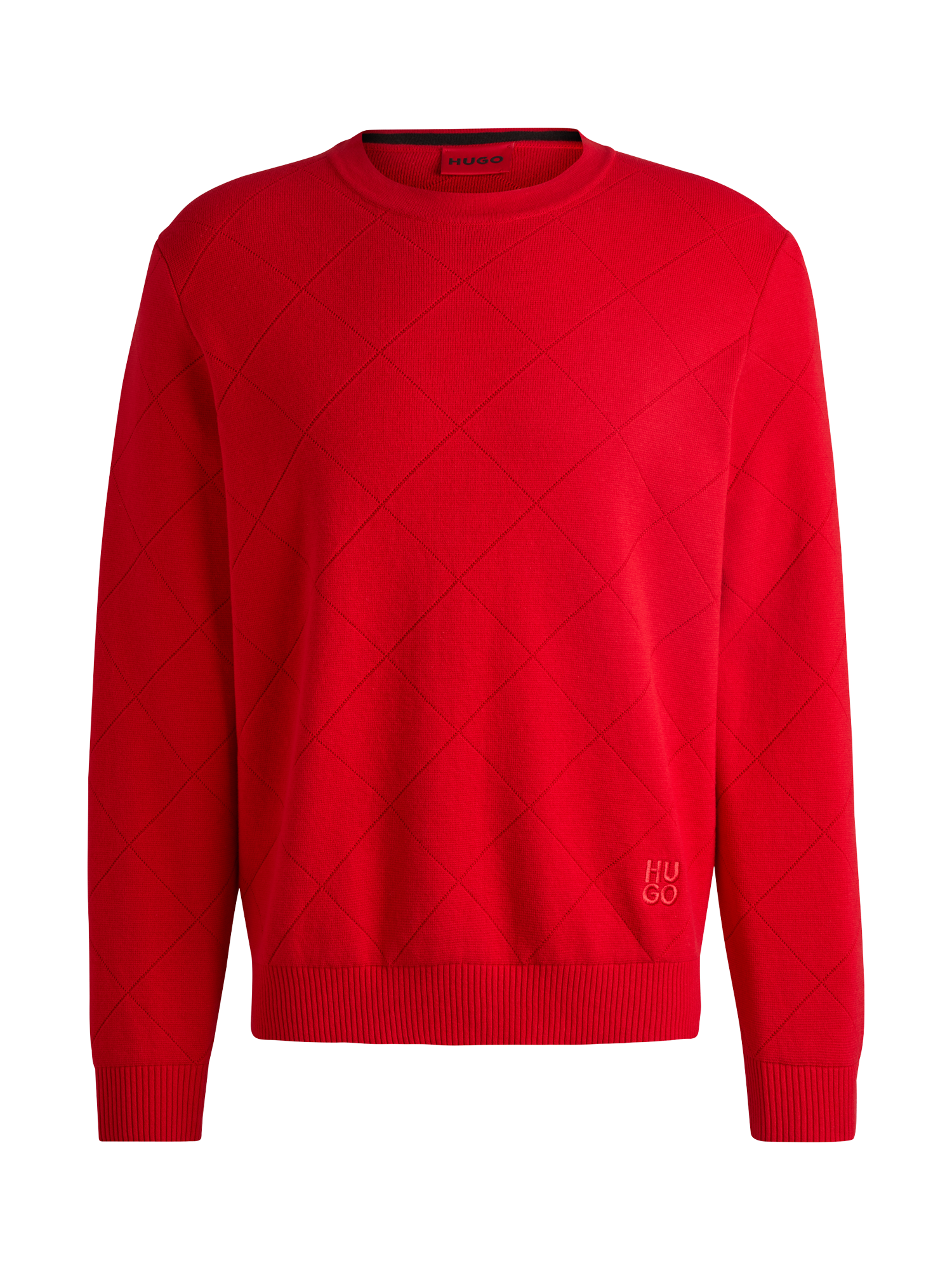 HUGO Cotton Crew Neck Jumper Black Open Pink