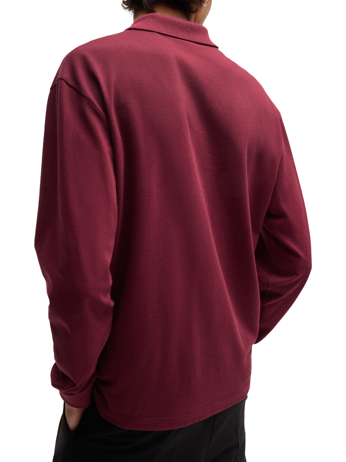 Product image 2 of 5, which shows HUGO Cotton Logo Sleeve Polo Shirt, Dark Pink, XS