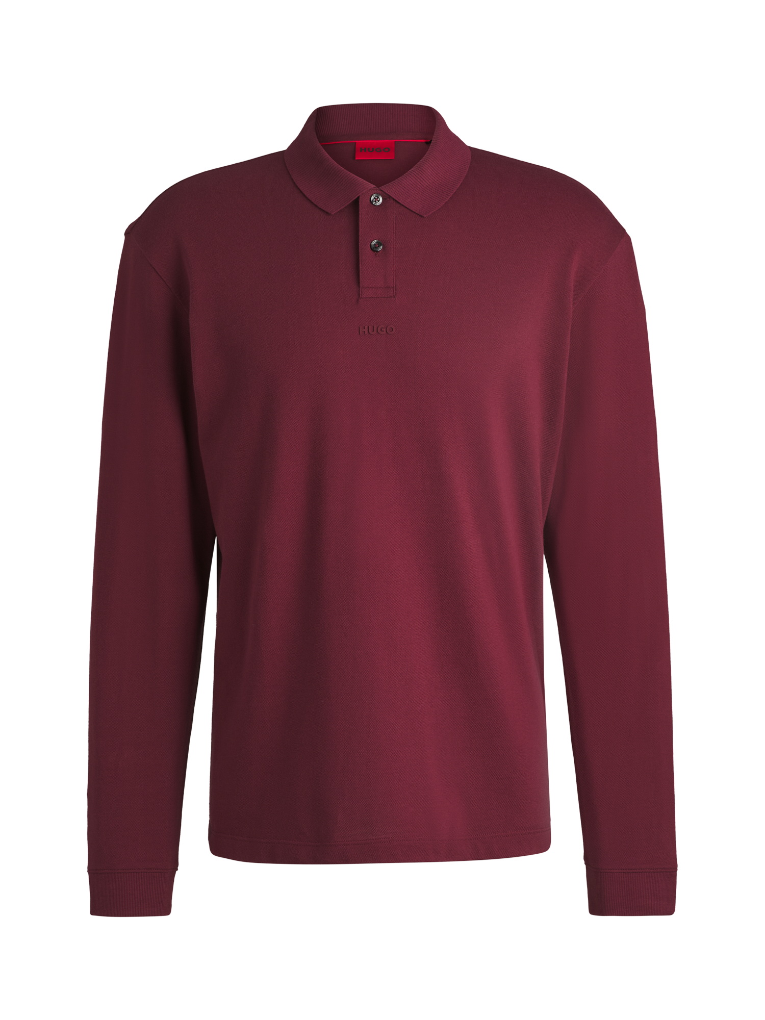 Product image 4 of 5, which shows HUGO Cotton Logo Sleeve Polo Shirt, Dark Pink, XS