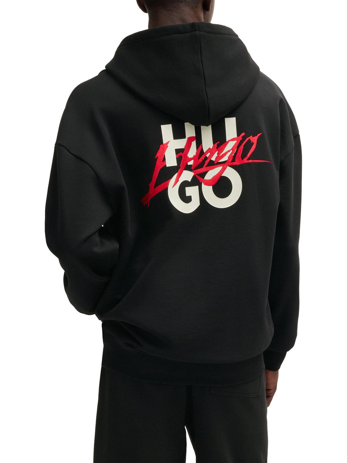 Product image 2 of 5, which shows HUGO Cotton Hoodie, Black, XS