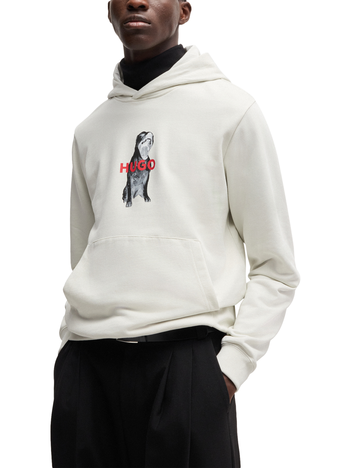 Product image 1 of 5, which shows HUGO Cotton Hoodie, Natural, L