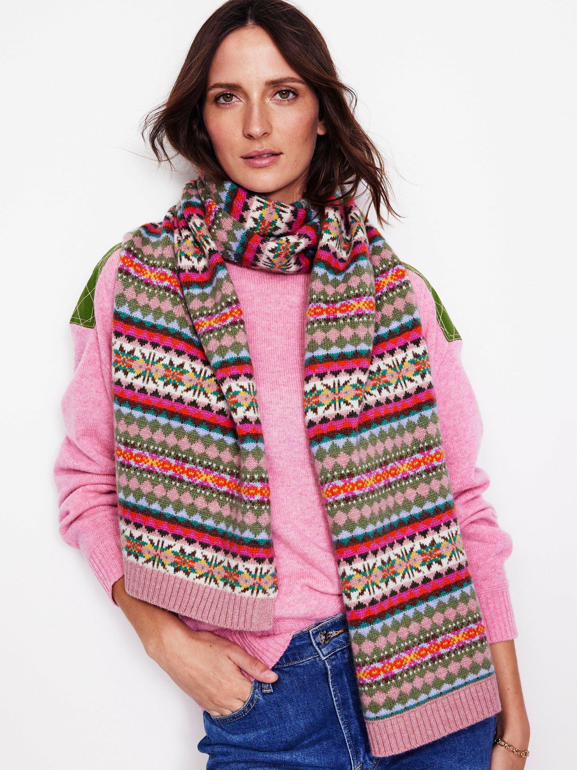 Boden Fair Isle Scarf, Pink