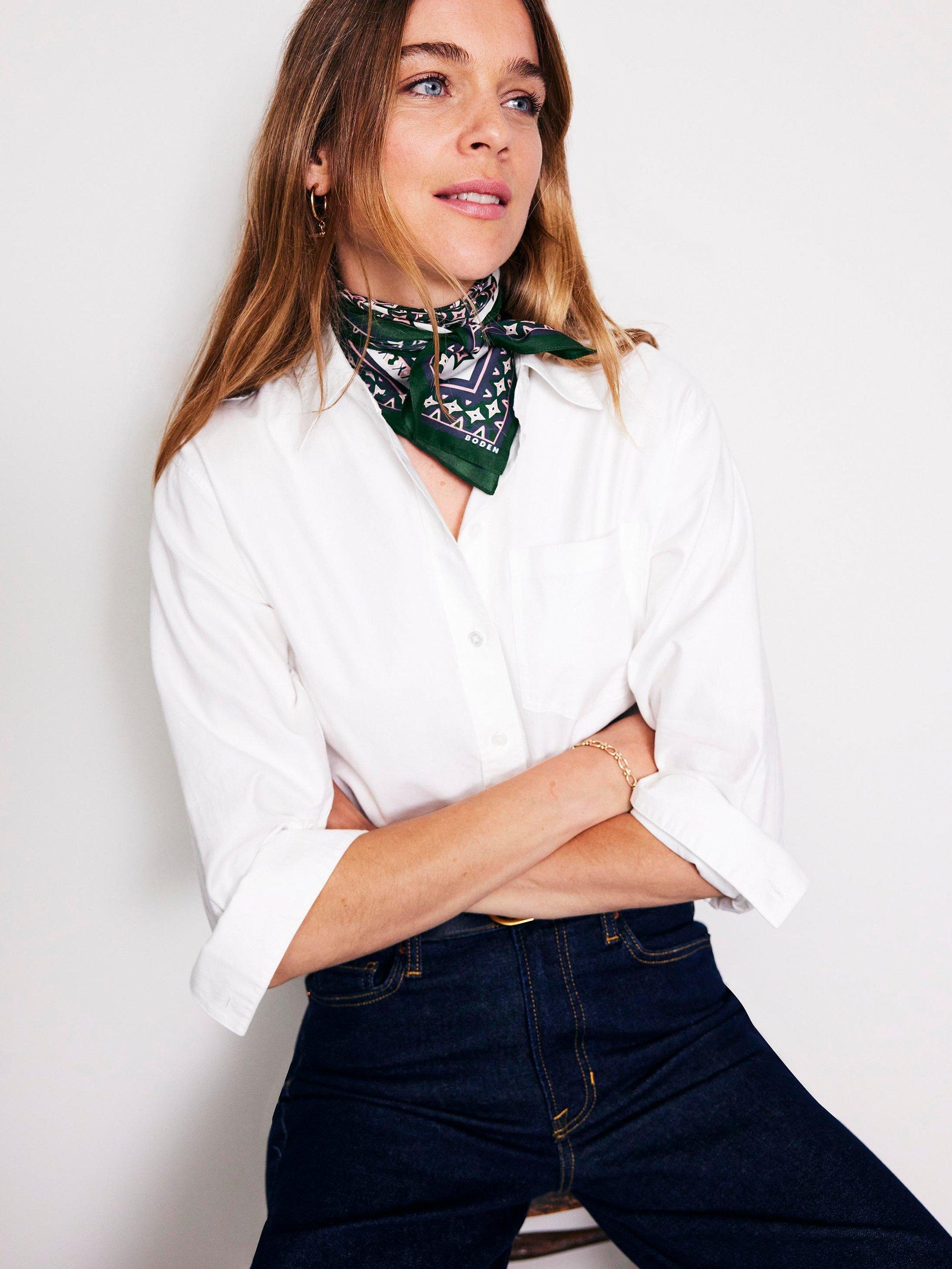 Boden Silk Square Scarf, Green/Multi