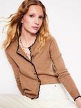 Boden Merino Scallop Detail Cardigan, Camel Melange