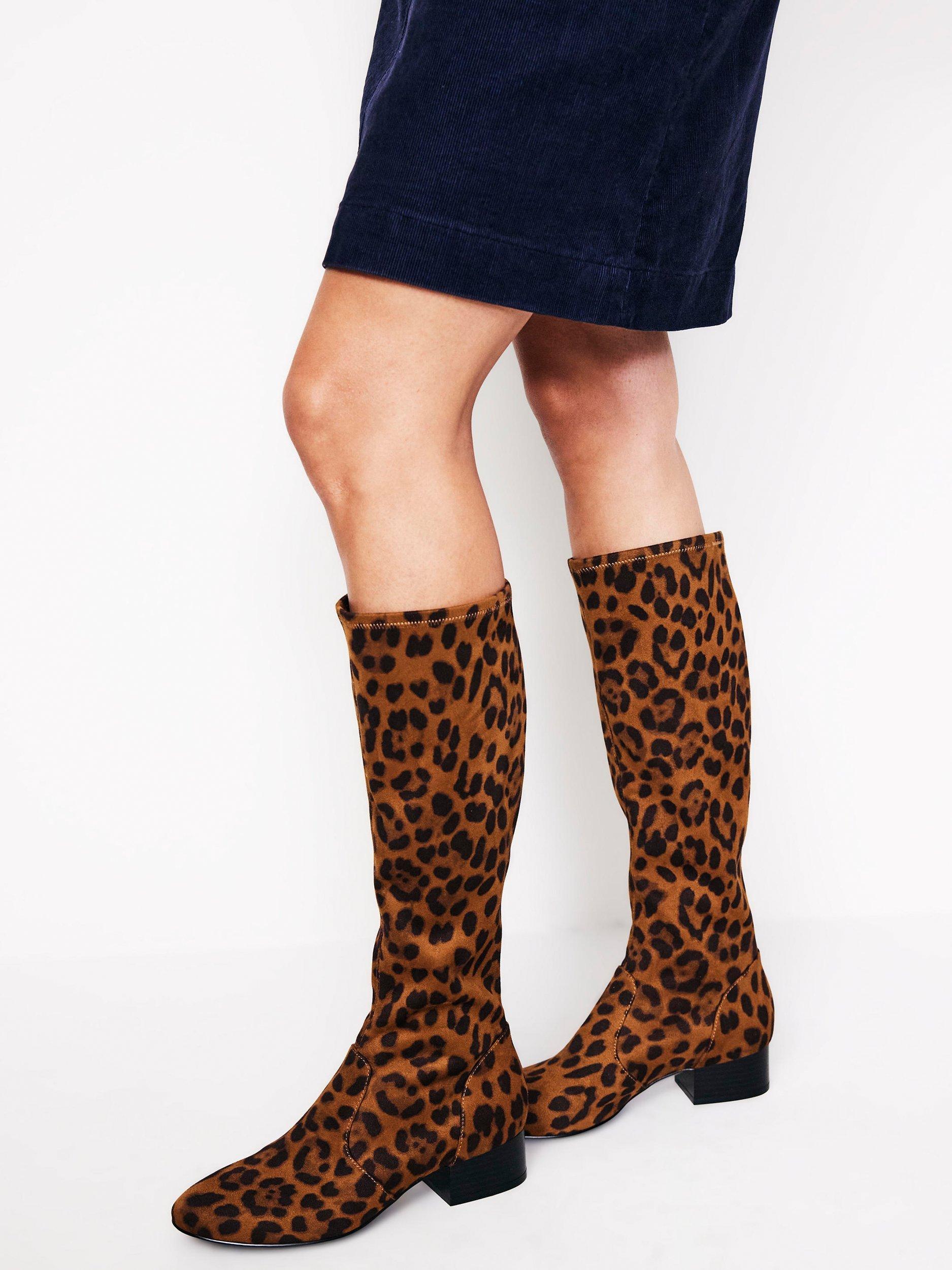 Leopard skin knee high boots hotsell