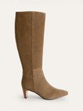 Boden Suede Gusset Heel Knee High Boots, Moss Brown