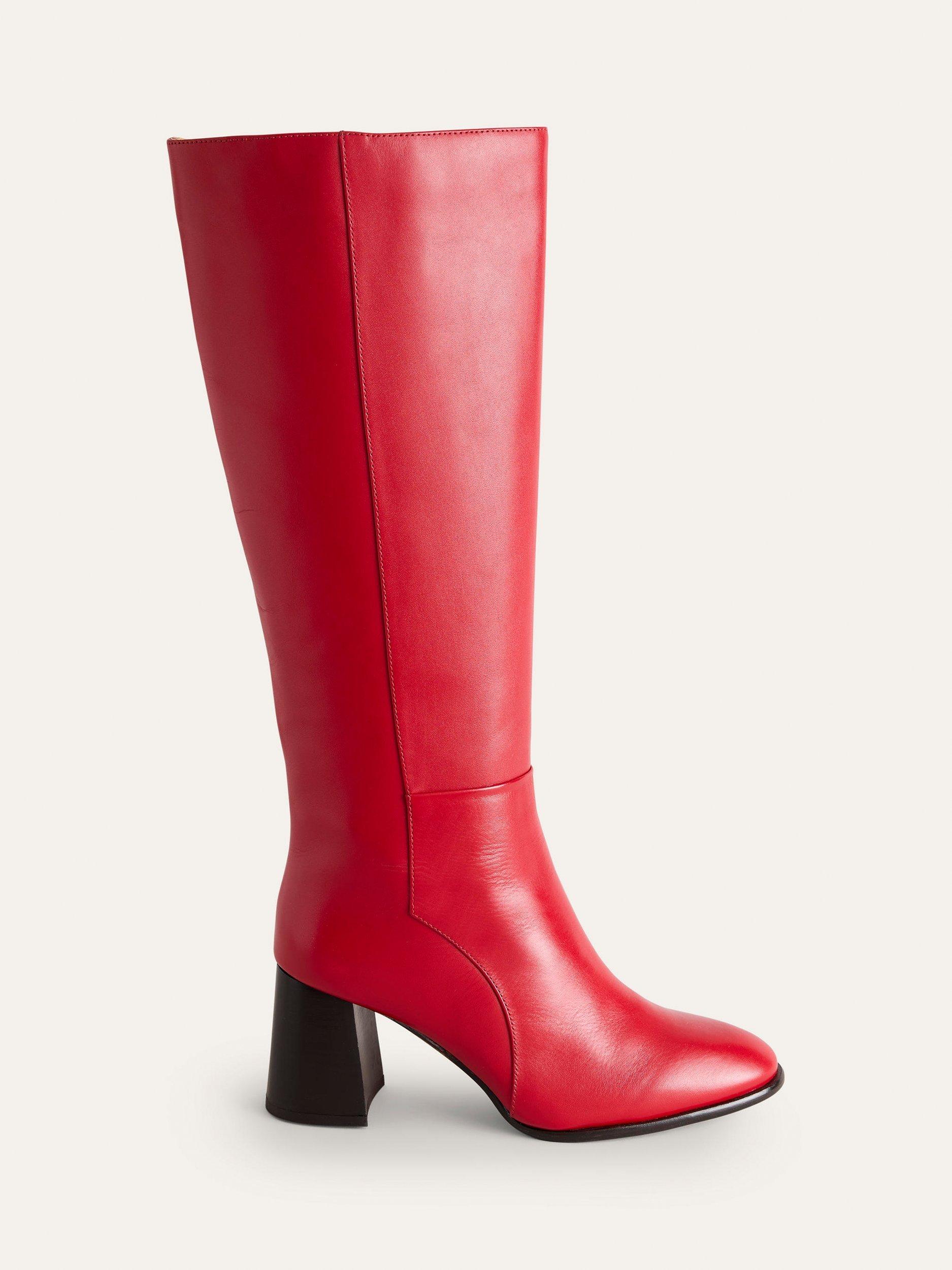 Boden Leather Knee High Boots Red