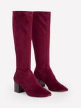 Boden Heeled Stretch Suedette Knee Boots, Oxblood