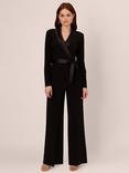 Adrianna Papell Jersey Combo Tuxedo Jumpsuit, Black