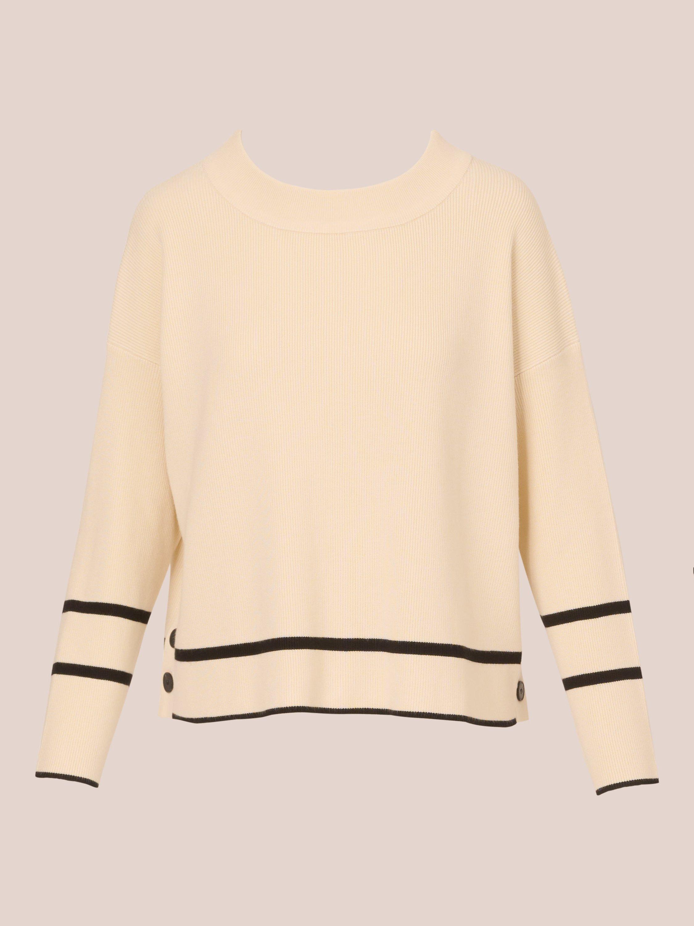 Product image 6 of 7, which shows Adrianna Papell Tipped Drop Shoulder Jumper, Cream/Black, L