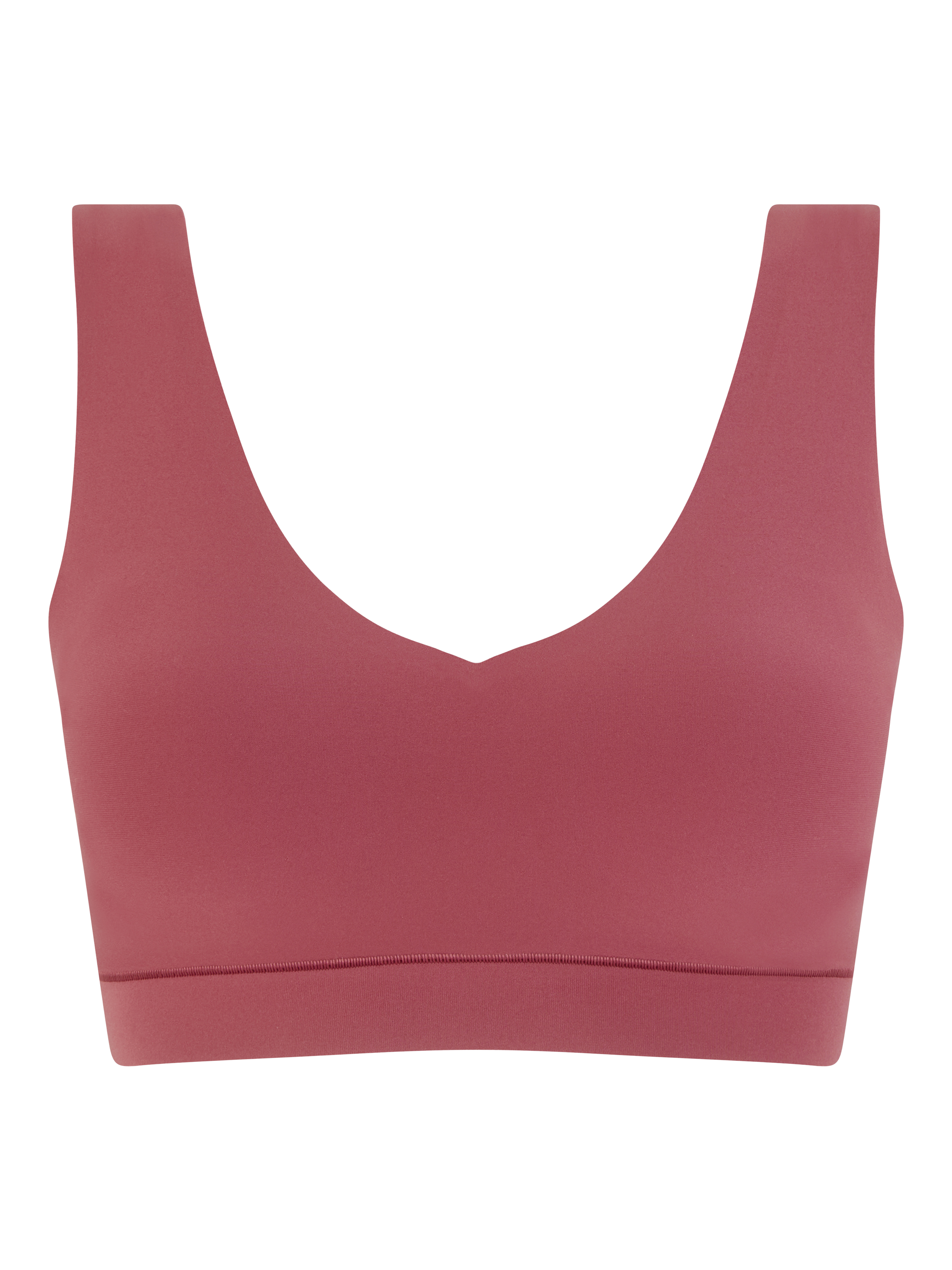 Product image 5 of 5, which shows Chantelle Soft Stretch V-Neck Padded Crop Bra, Berry, XS-S