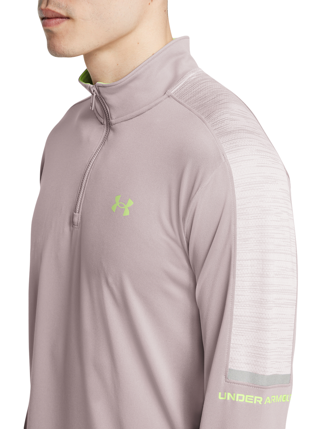 Product image 3 of 3, which shows Under Armour Tech Long Sleeve Top, Gray / Green, S
