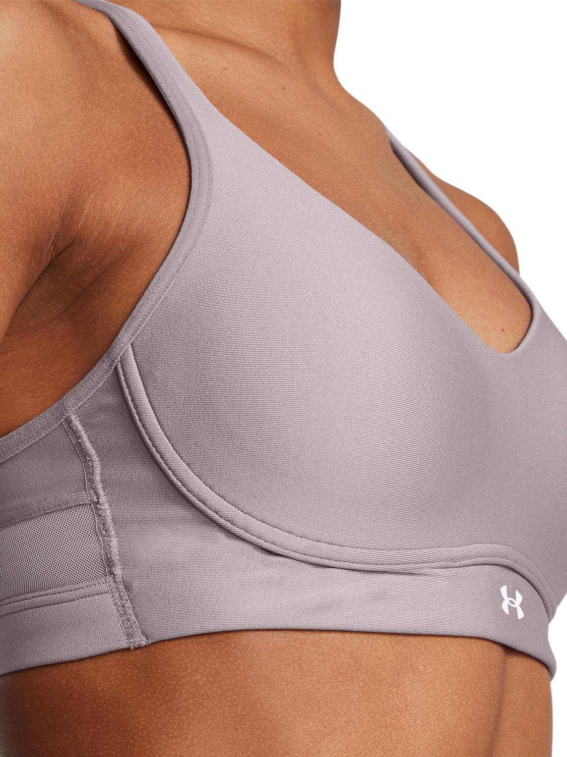 Product image 3 of 4, which shows Under Armour Infinity Sports Bra, Grey/White, XS