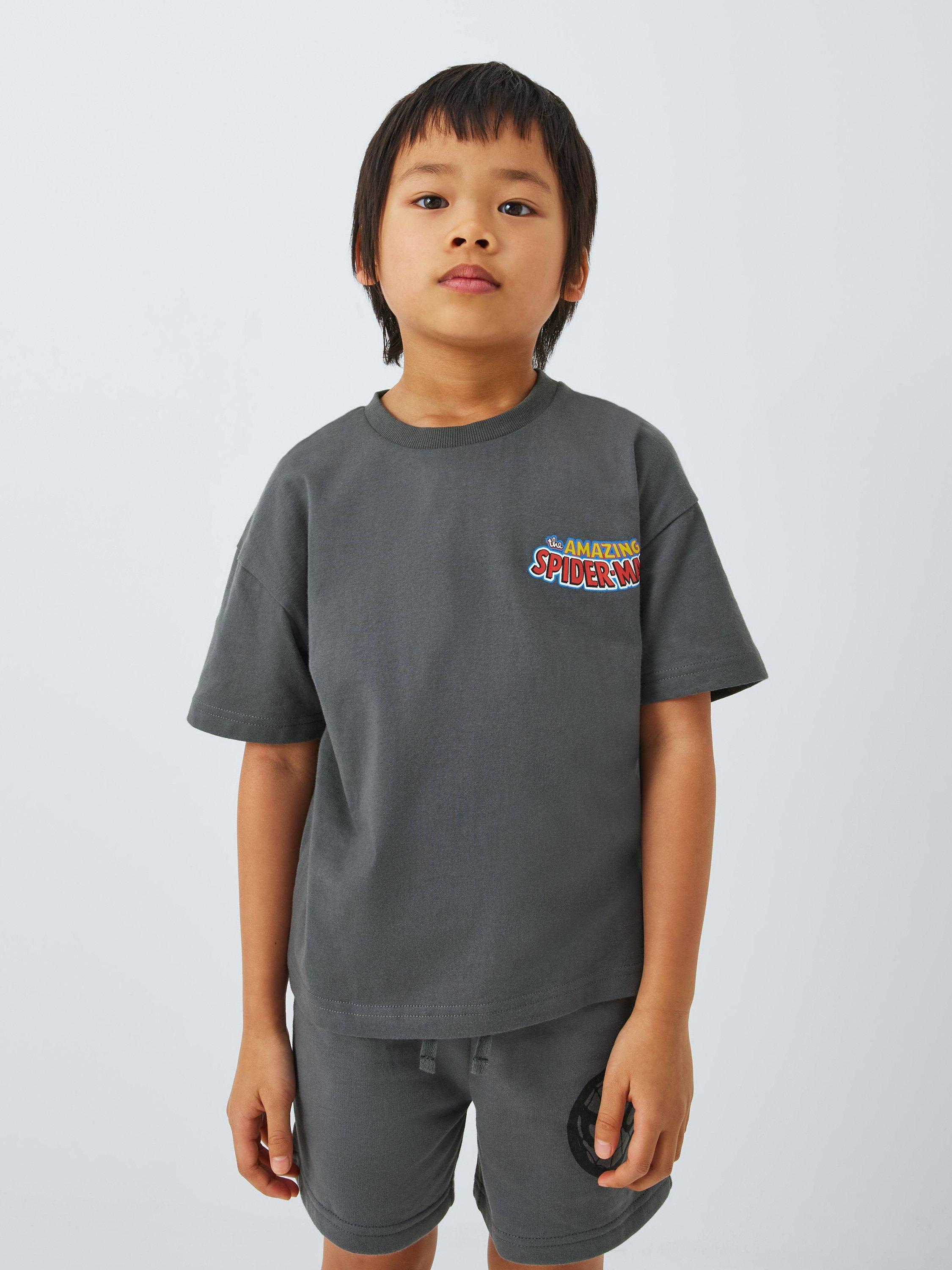 Product image 1 of 7, which shows Marvel Spider-Man Kids' T-Shirt and Shorts Set, Grey, 4-5 years