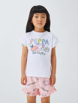 Peppa Pig Kids Cotton Be Happy Shortie Pyjamas, White/Pink, White/Pink