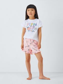 Peppa Pig Kids Cotton Be Happy Shortie Pyjamas, White/Pink - view 2, White/Pink