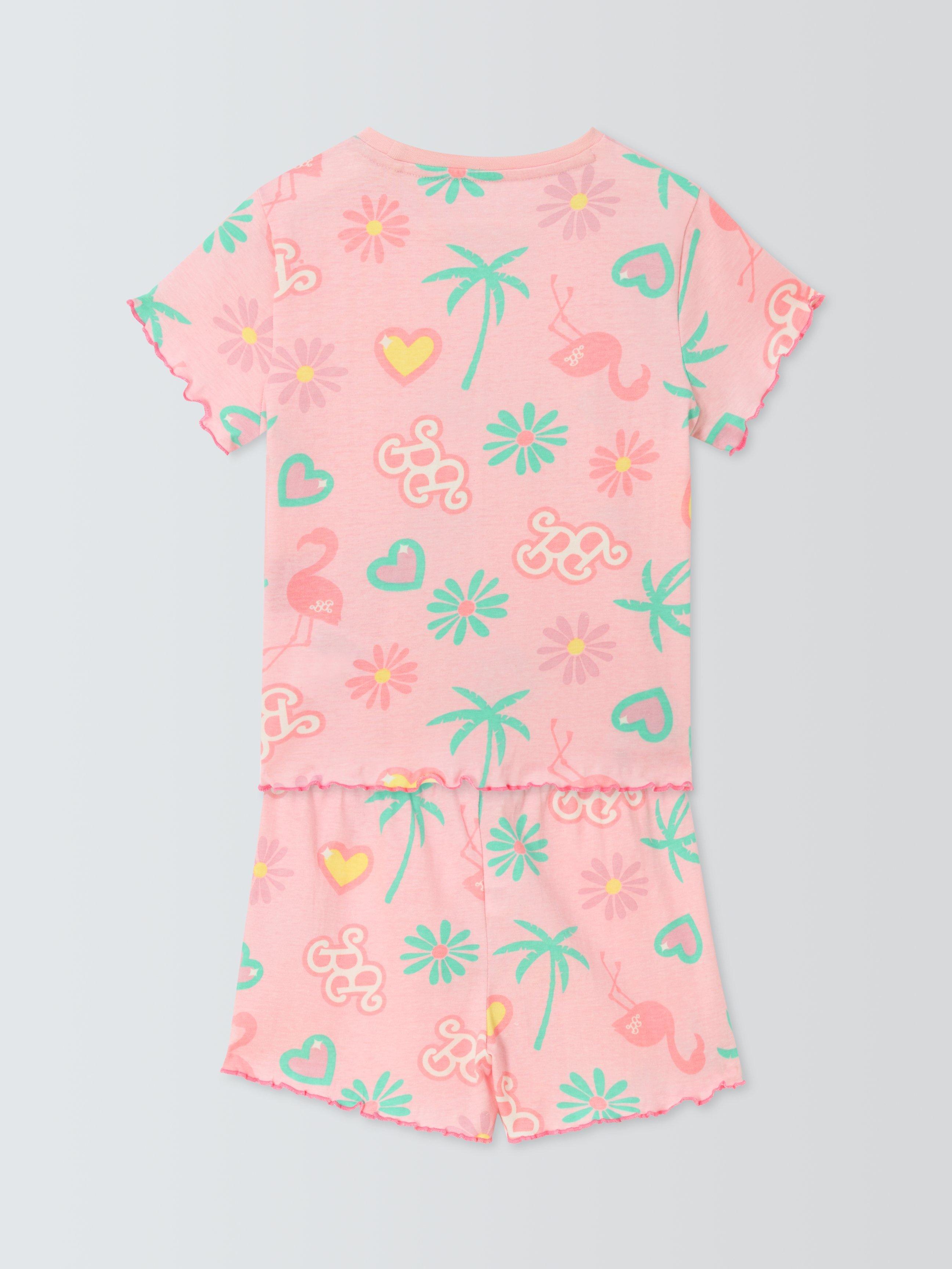 Product image 2 of 3, which shows Barbie Kids' Cotton Shortie Pyjama Set, Pink, 5-6 years