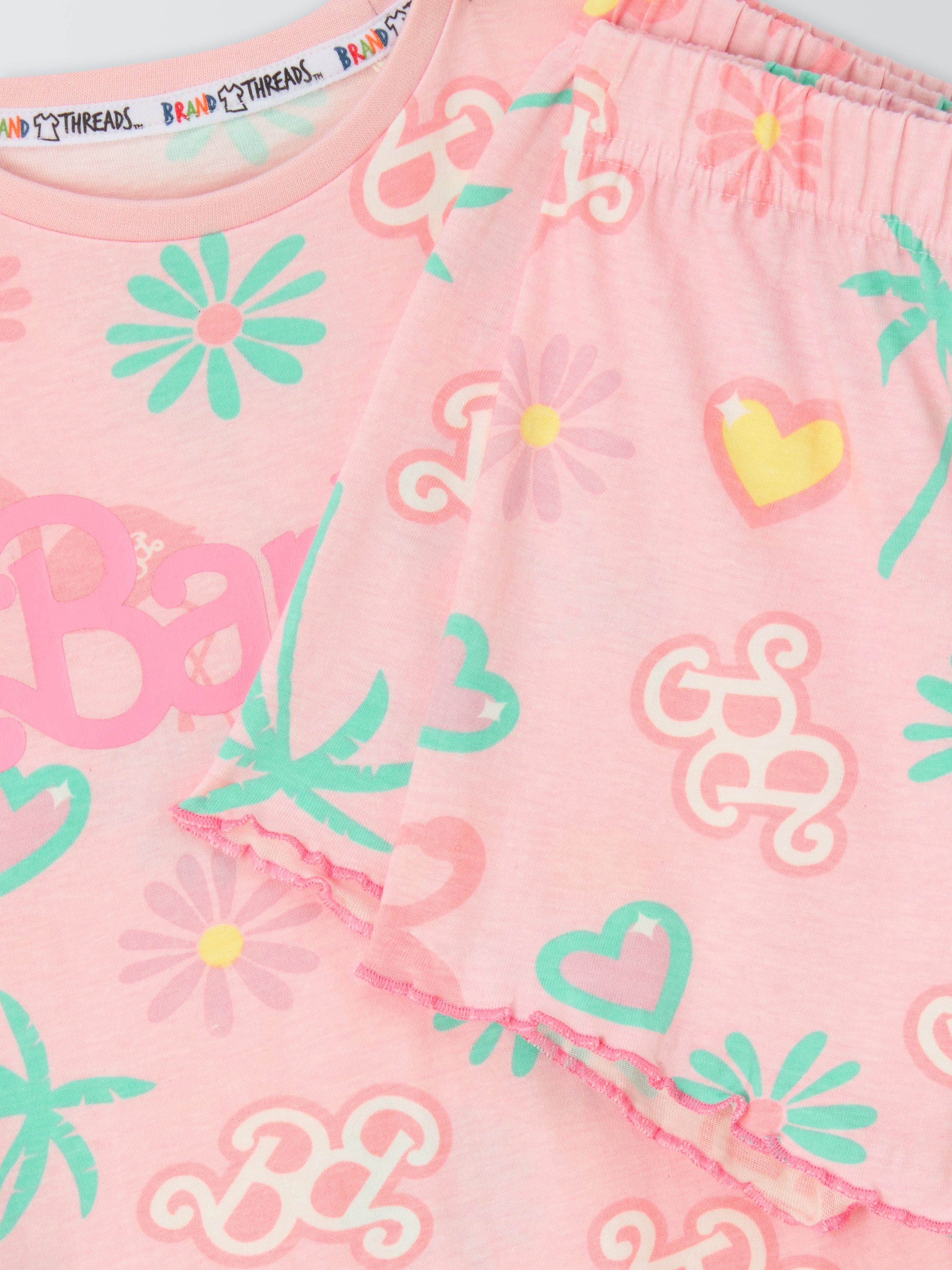 Product image 3 of 3, which shows Barbie Kids' Cotton Shortie Pyjama Set, Pink, 5-6 years