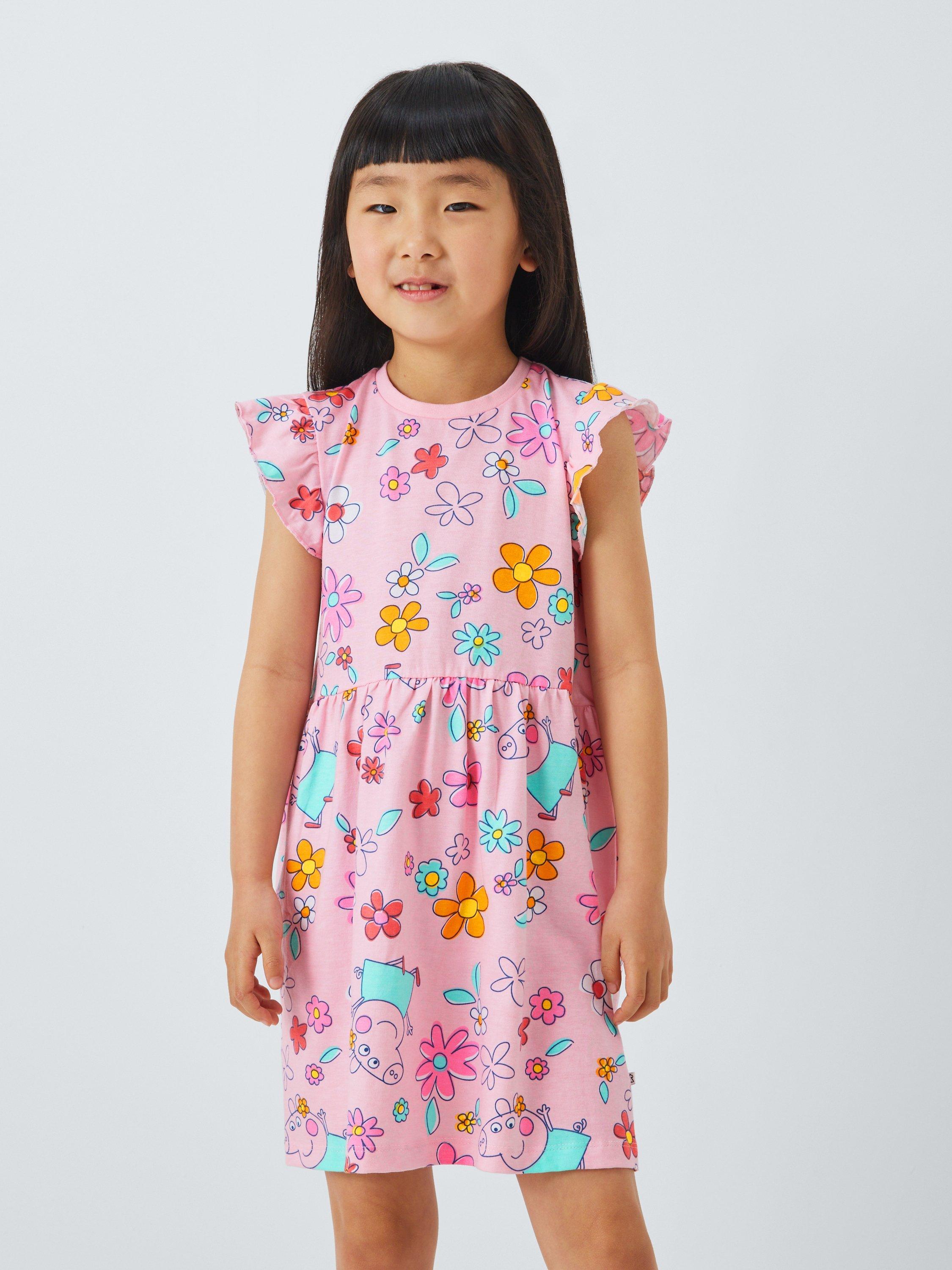 Product image 1 of 7, which shows Peppa Pig Kids' Cotton Floral Print Dress, Pink, 1-2 years